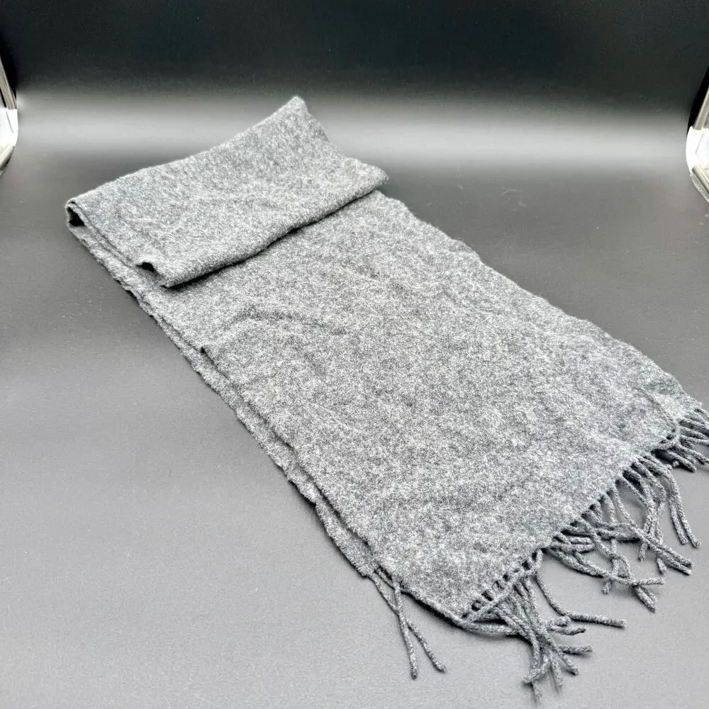 Polo Ralph Lauren 100% Lambswool Scarf Heather Gray Made in Scotland Pony Logo‎
